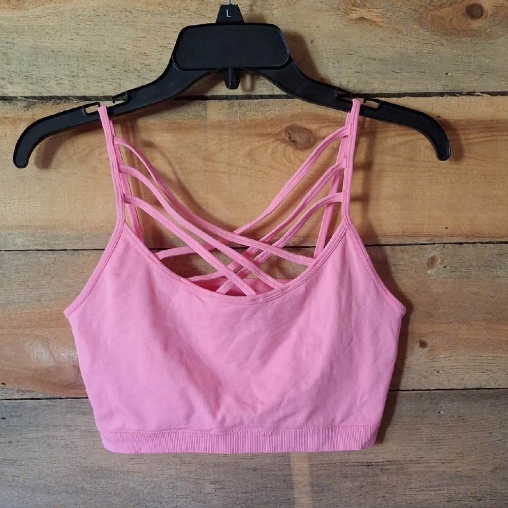 Zenana Outfitters Pink Crisscross Strap Sports Bralette